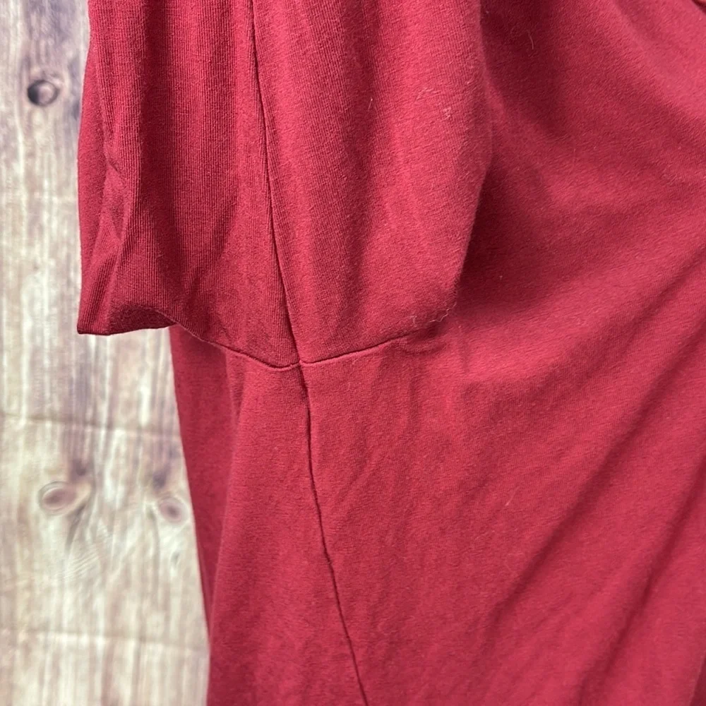 J. Crew Mercantile burgundy red ruffle V-neck  blouse women’s size L - Picture 16 of 16
